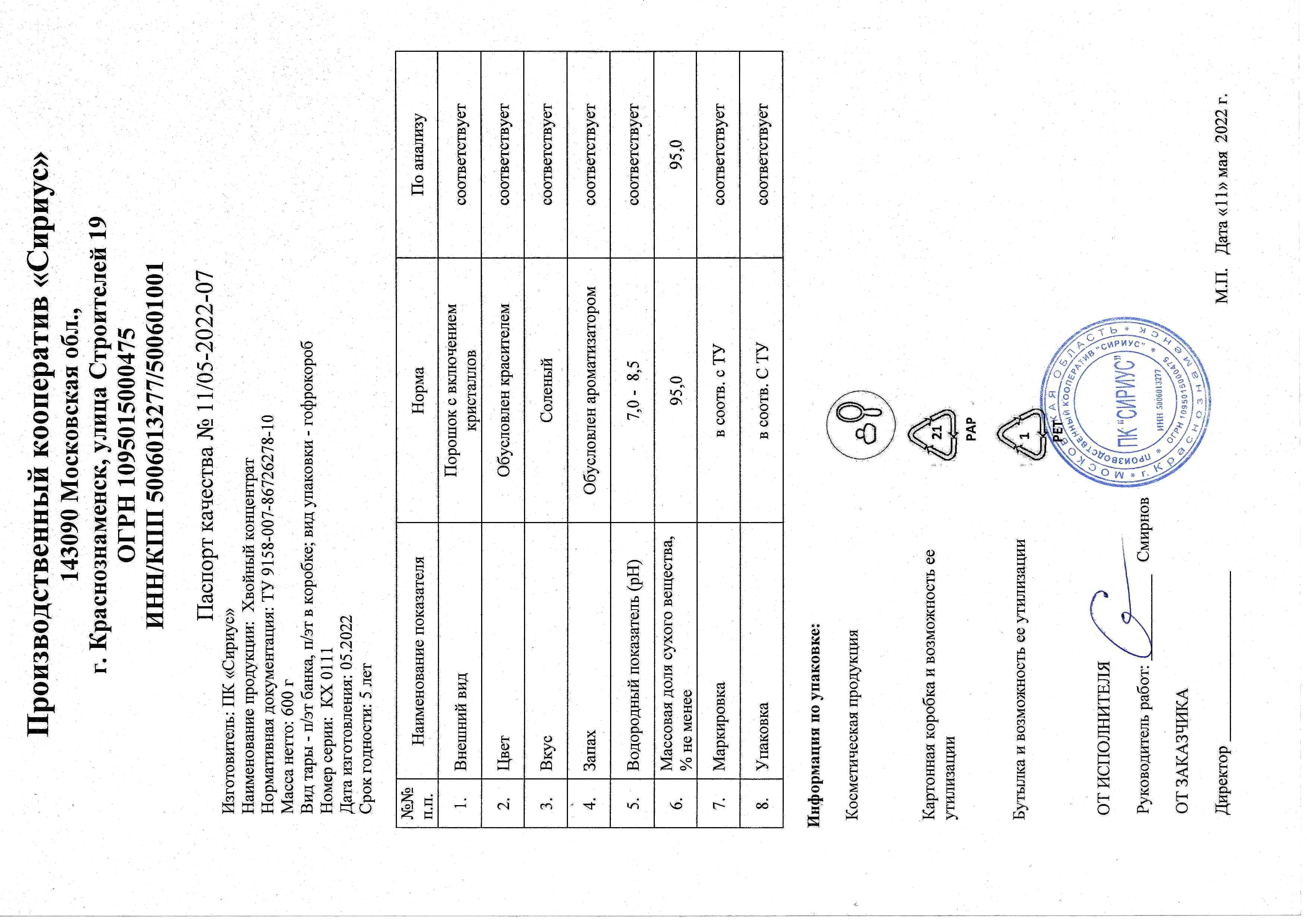 Паспорт №052022